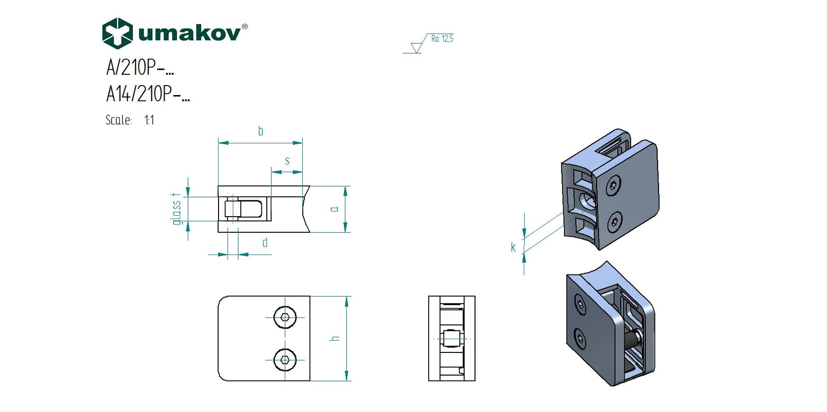 Držiak výplne skla Model 210P