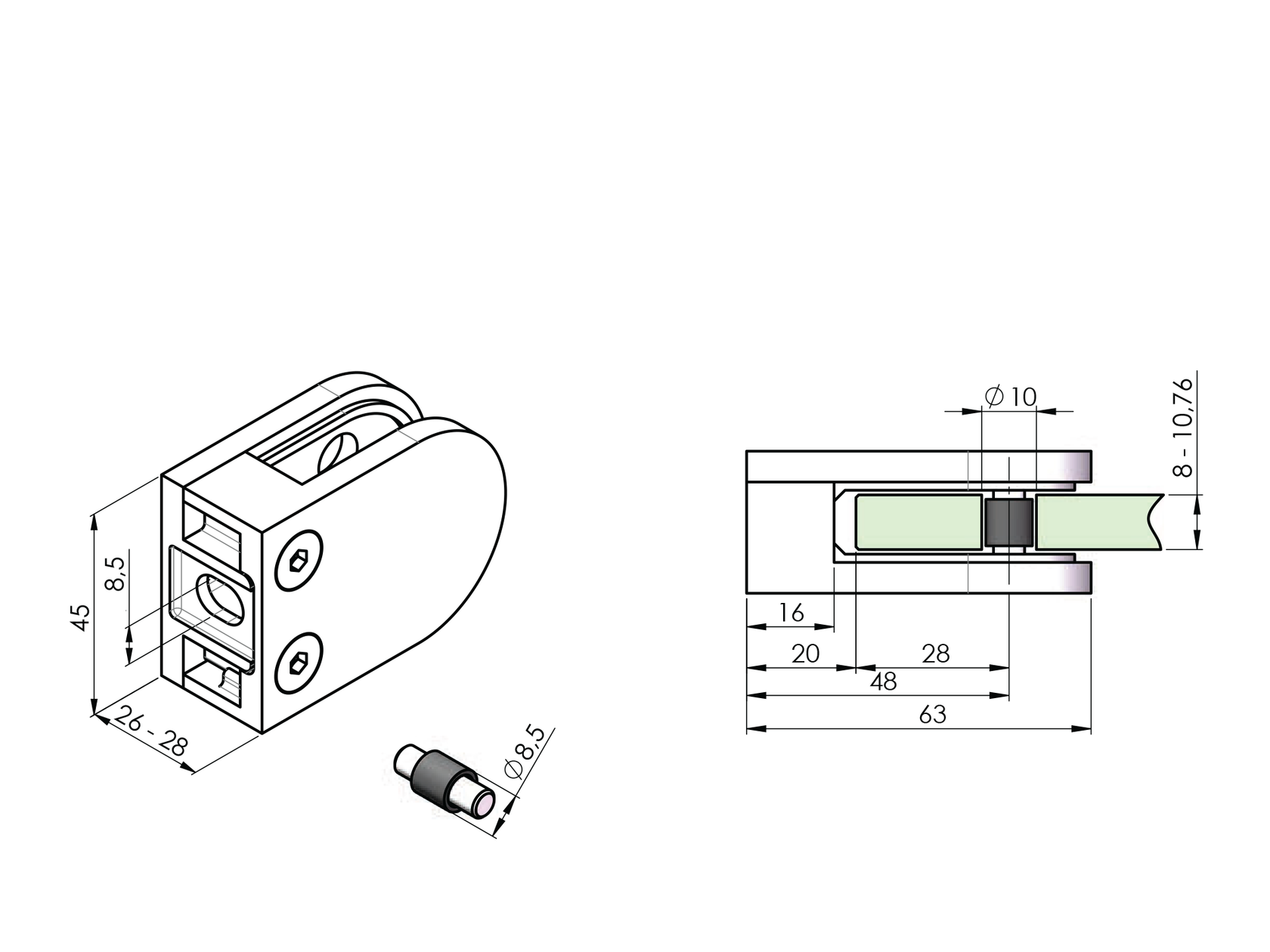 Držiak výplne skla