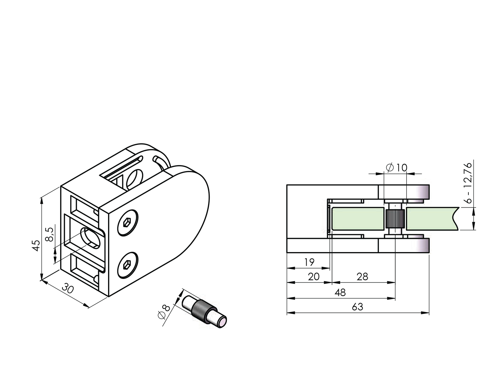 Držiak výplne skla