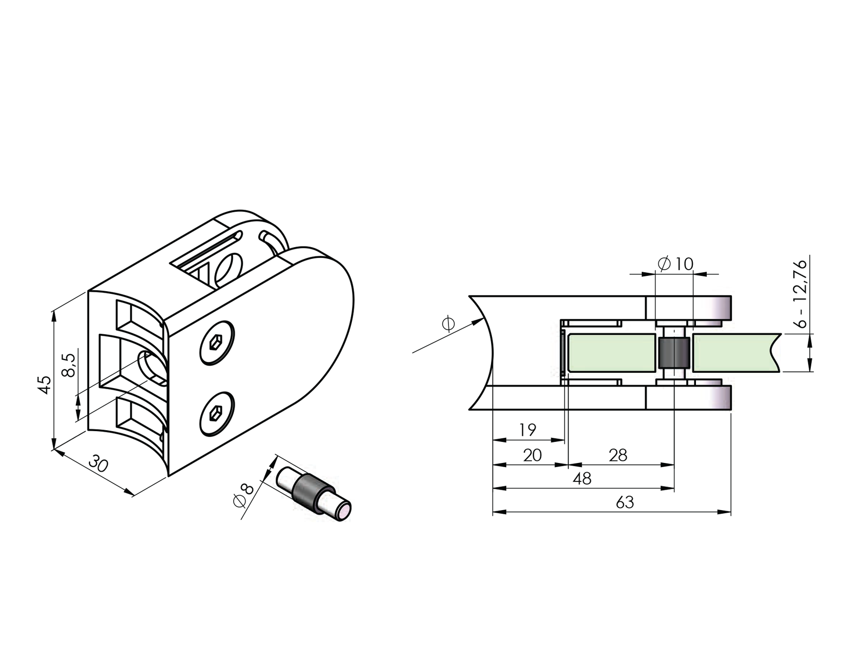 Držiak výplne skla