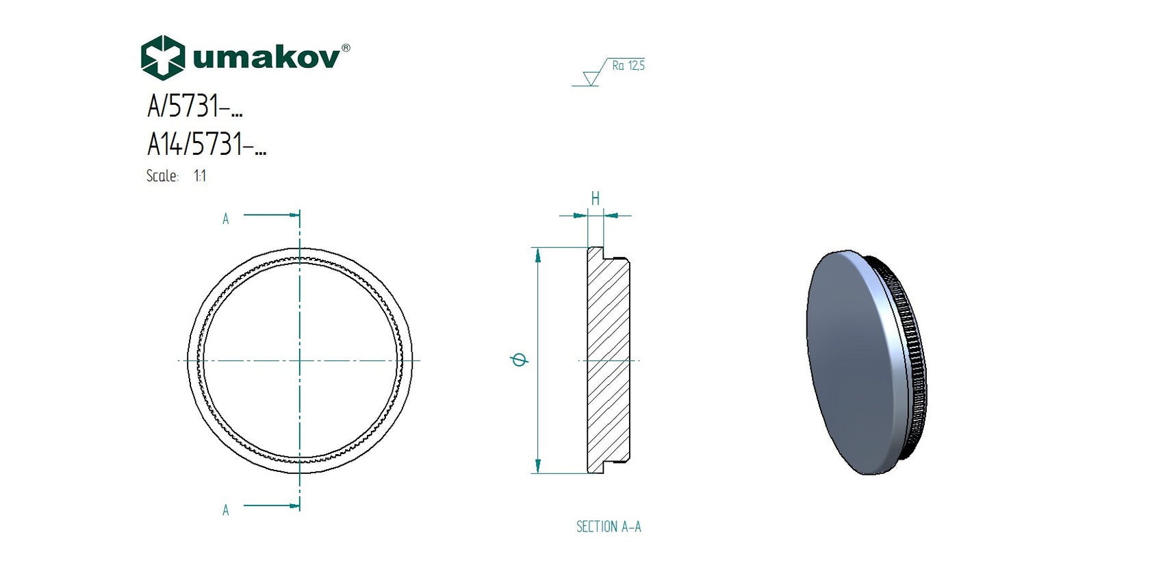 Záslepka madla plochá, solid