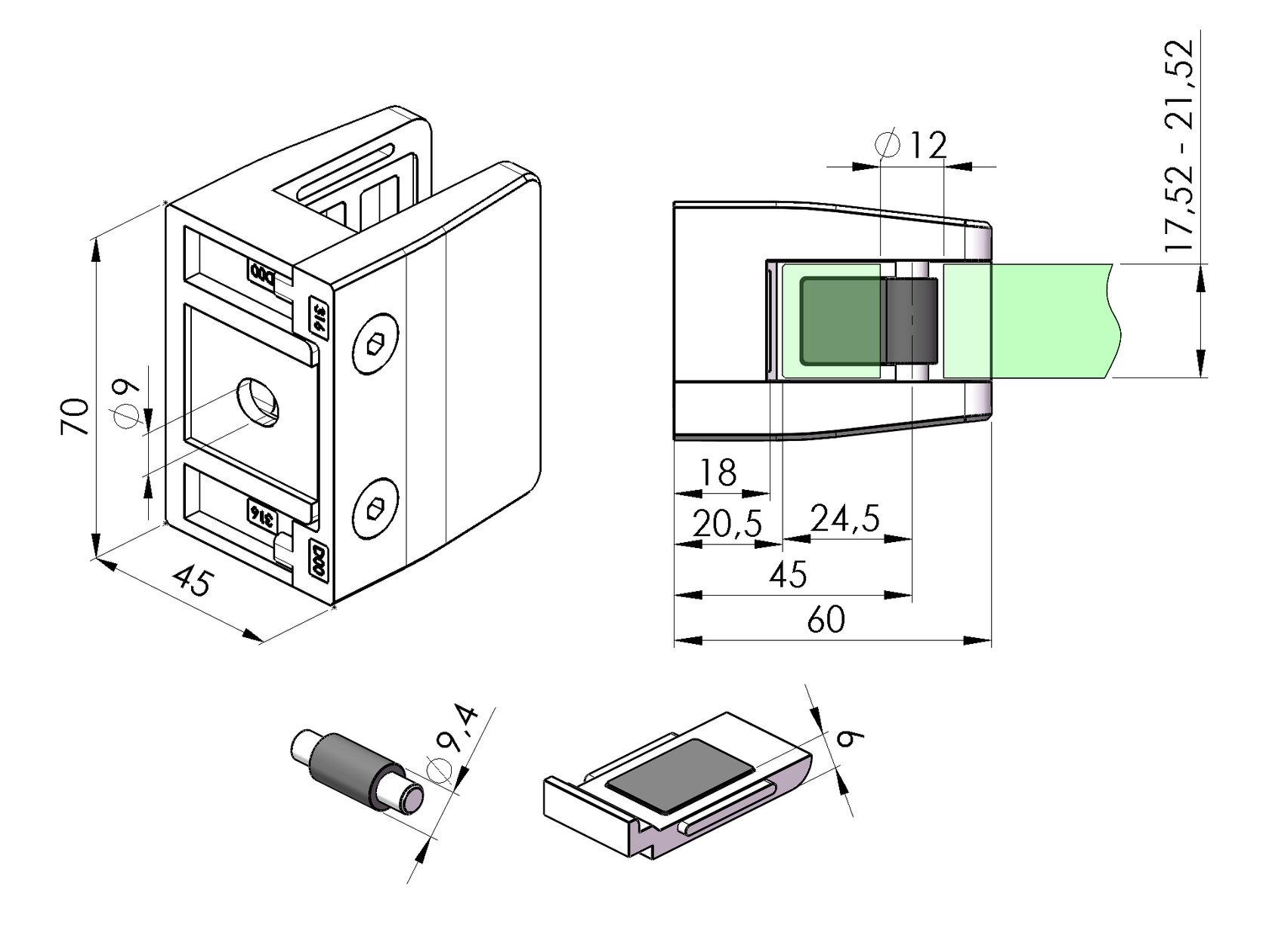 Držiak výplne skla