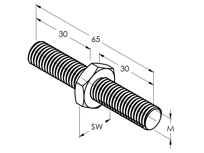 Závitová tyč - pravý/ľavý závit M6 - nerez AISI316