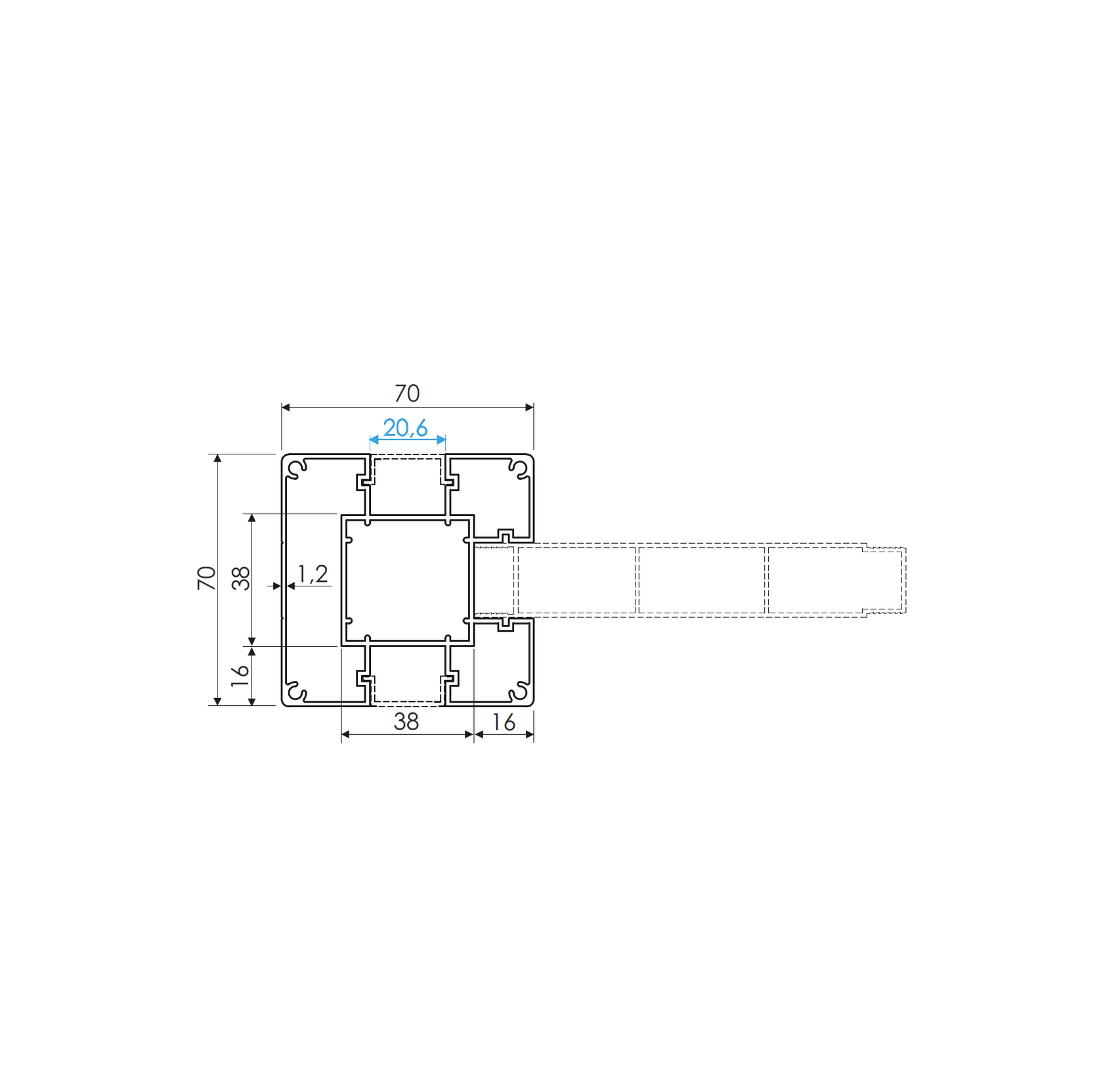 Hliníkový plotový stĺpik 70x70 - 1850mm