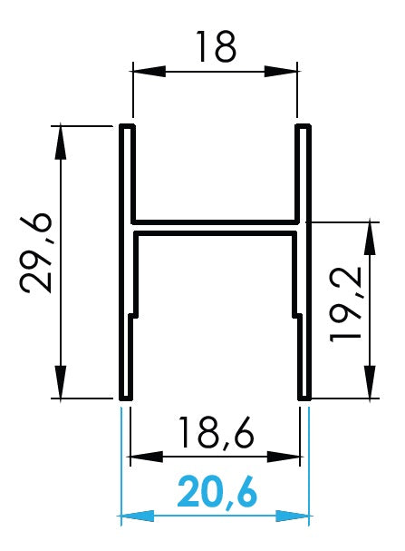 Hliníkový profil spodný pre sklenenú výplň