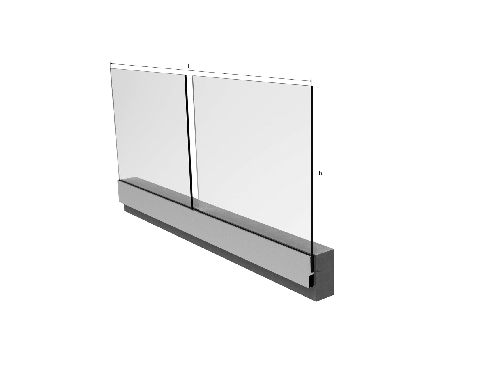 Celosklenené zábradlie v AL profile, 2500x1000mm