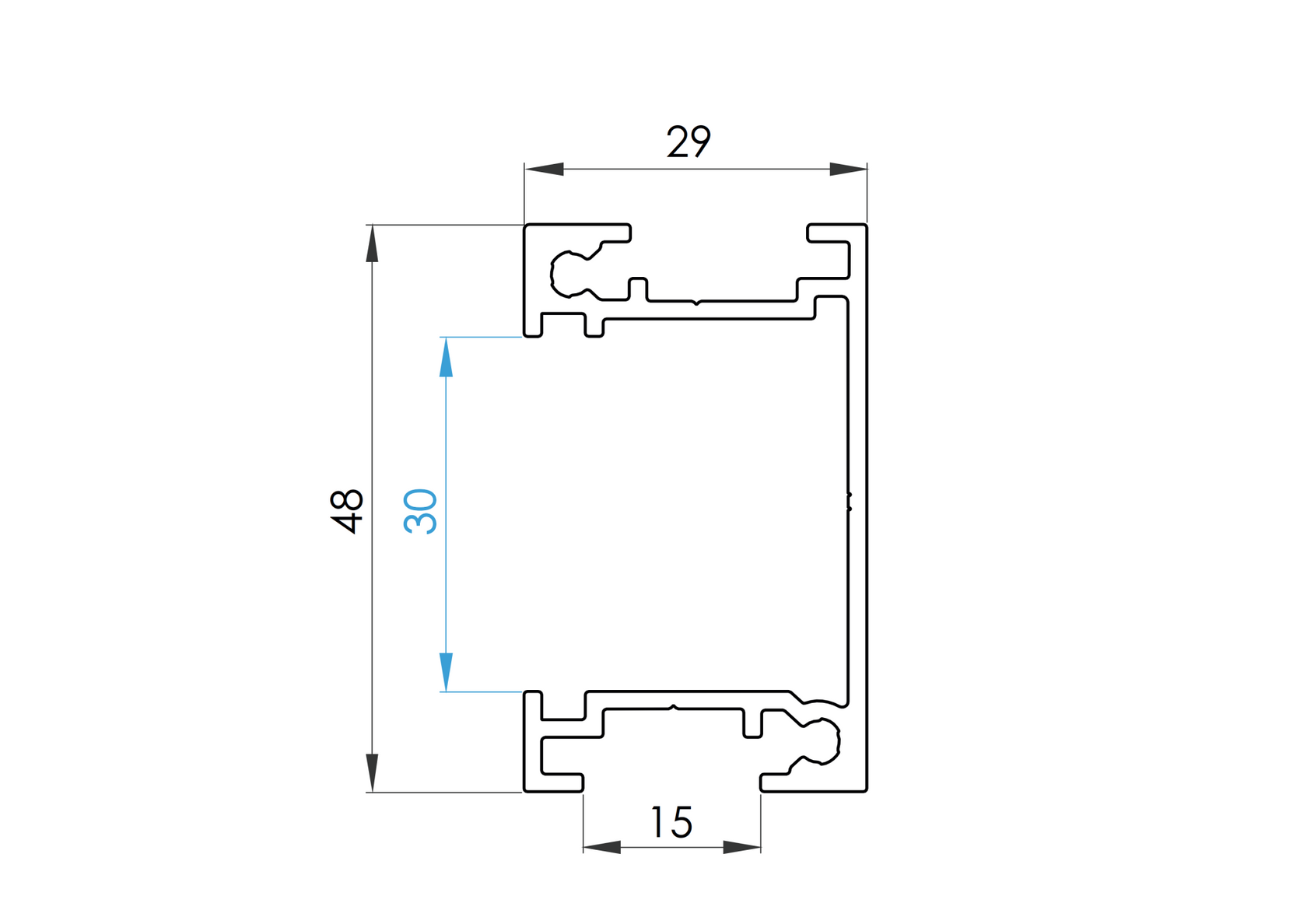 Hliníkový plotový adaptér pre 30mm výplne - 6000mm