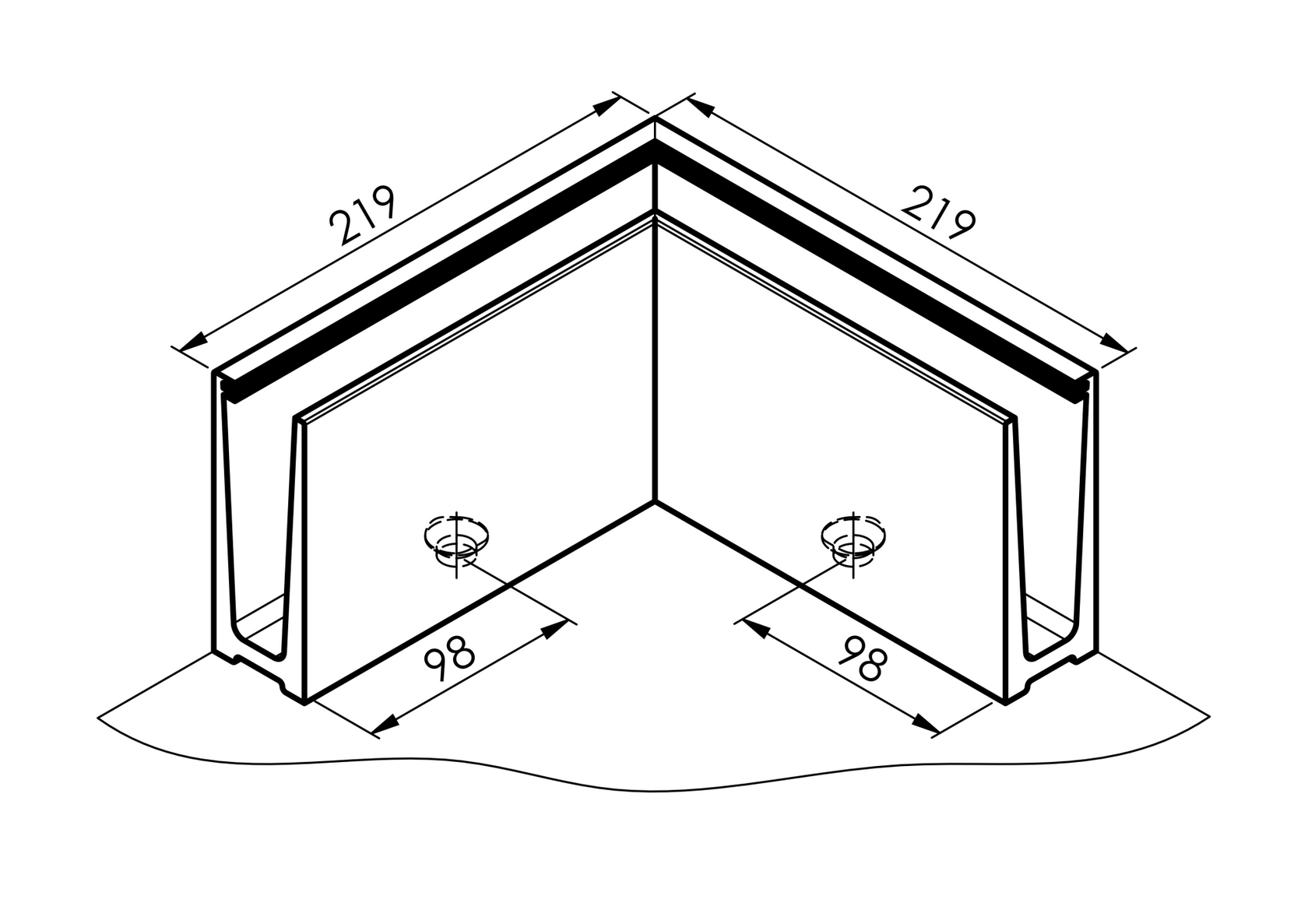 Roh 90° pre AL profil(celoskl. zábradlie) AL/INOX