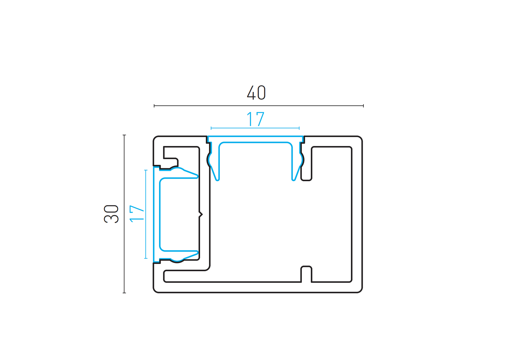 Adaptér 30x40-6000mm k stĺpiku pre 17mm výplň v RAL 7016