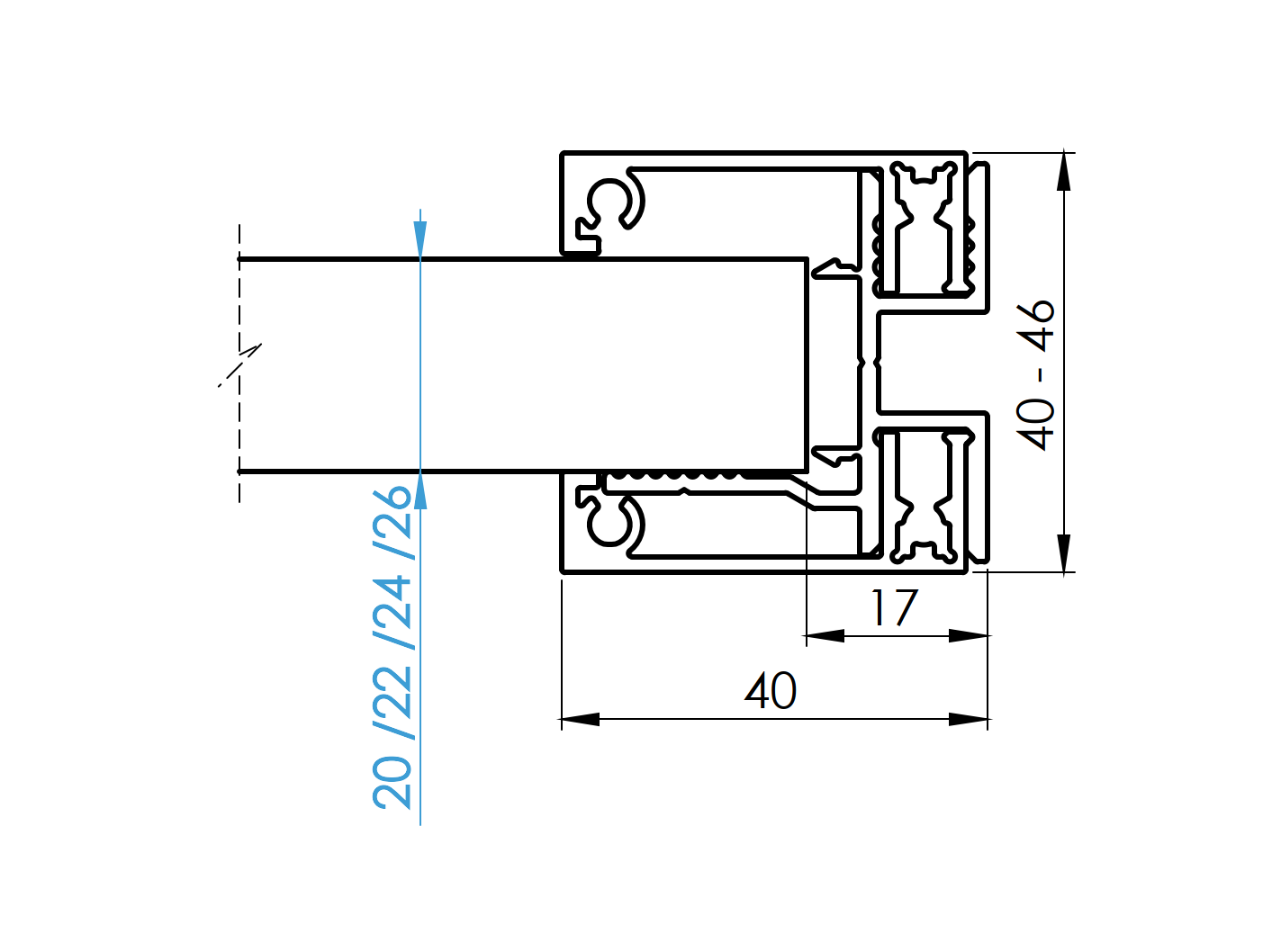 Set hliníkového plotového adaptéra pre výplne 20-26 - 1700mm