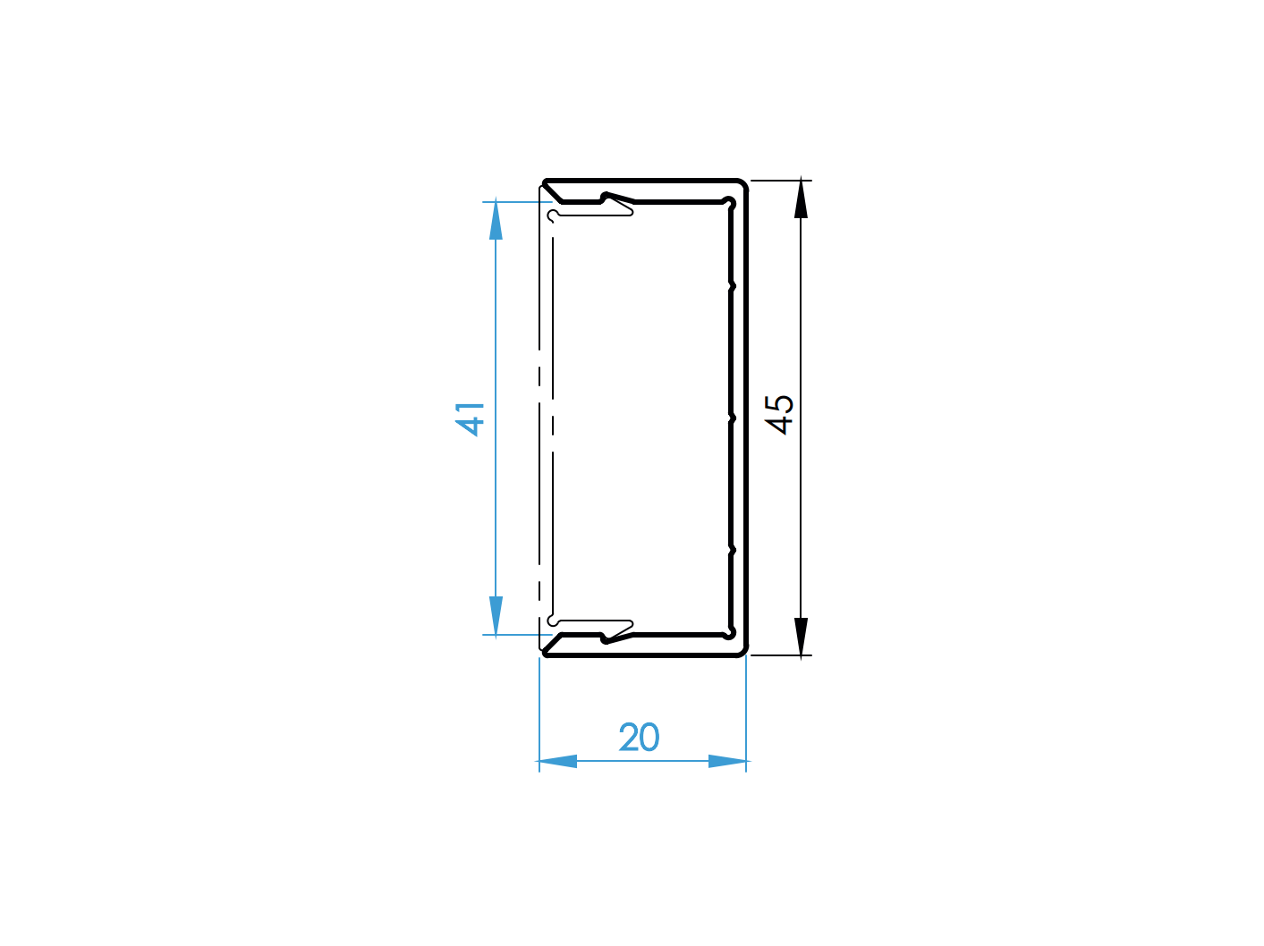 Hliníkový U-adaptér 45x20-6000mm N