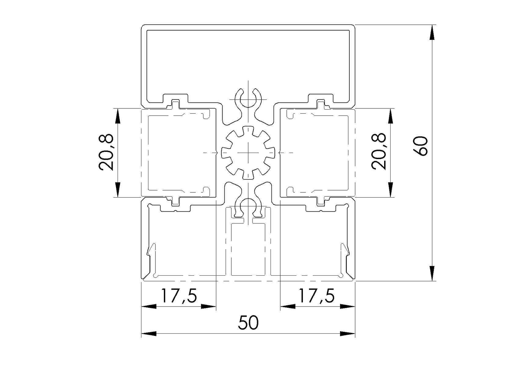 Hliníkový plotový stĺpik 50x60-925mm R7016