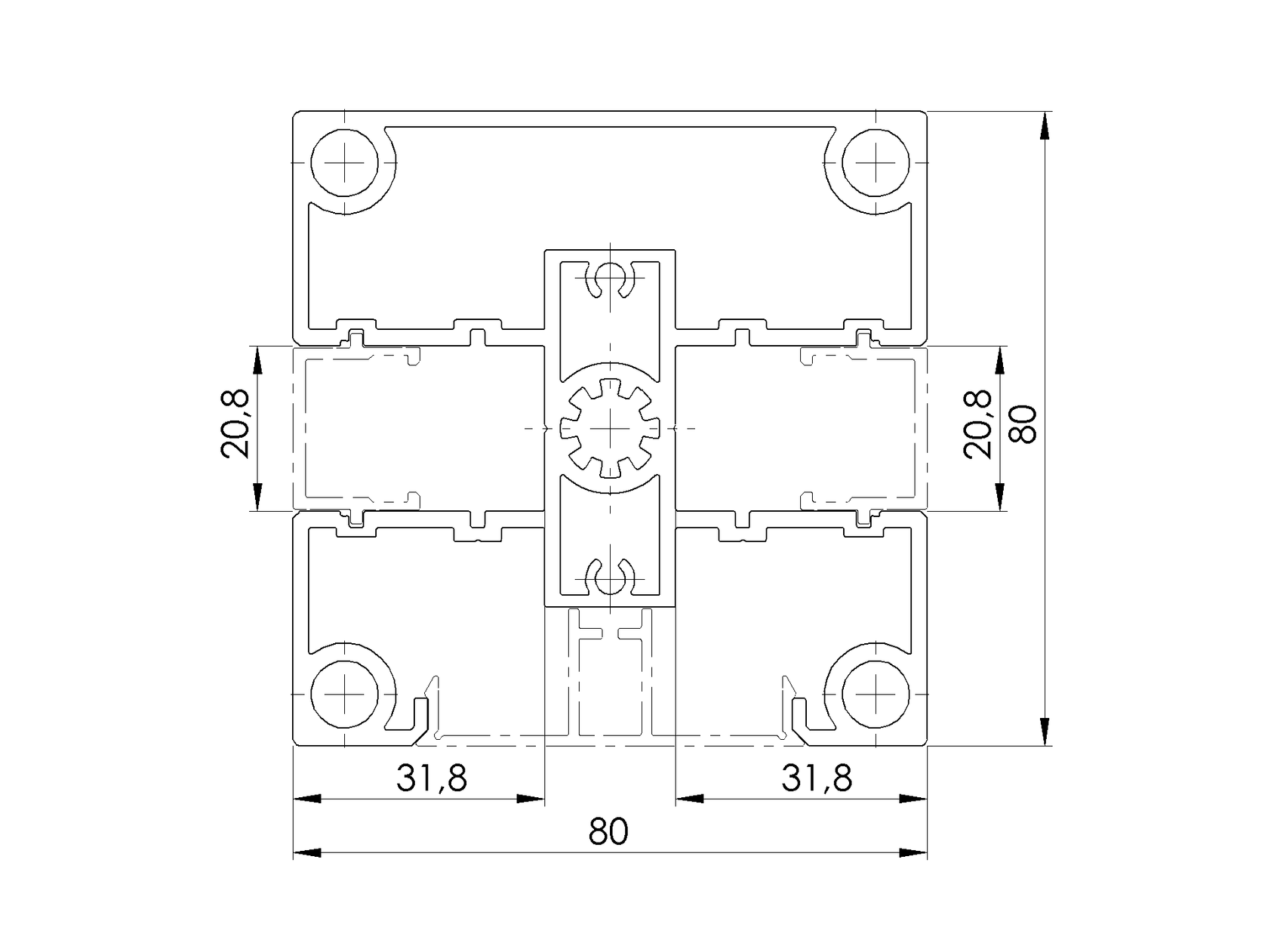 Hliníkový plotový stĺpik 80x80-7000mm N