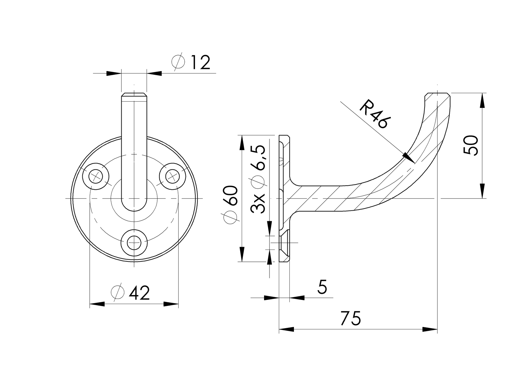 Držiak madla na stenu