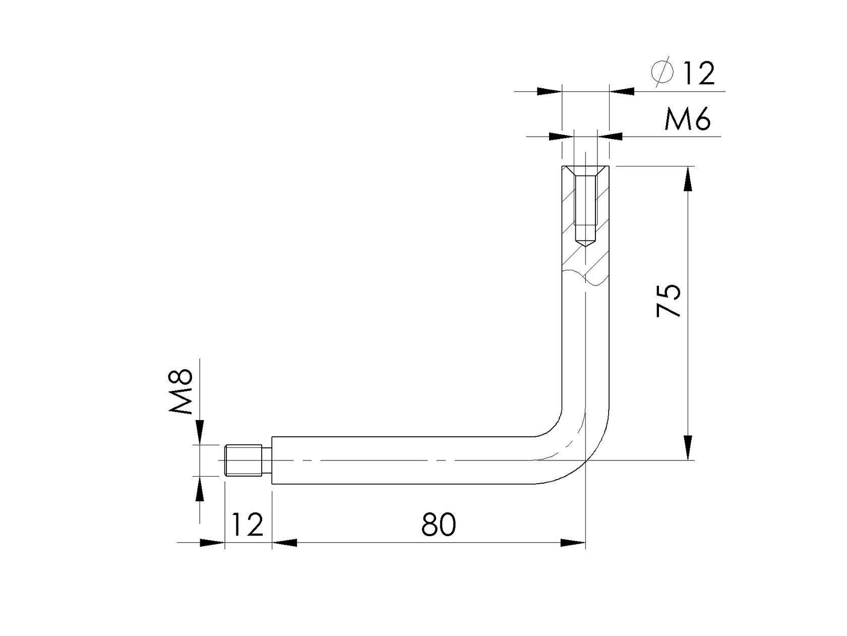 Držiak madla na stenu bez vaničky