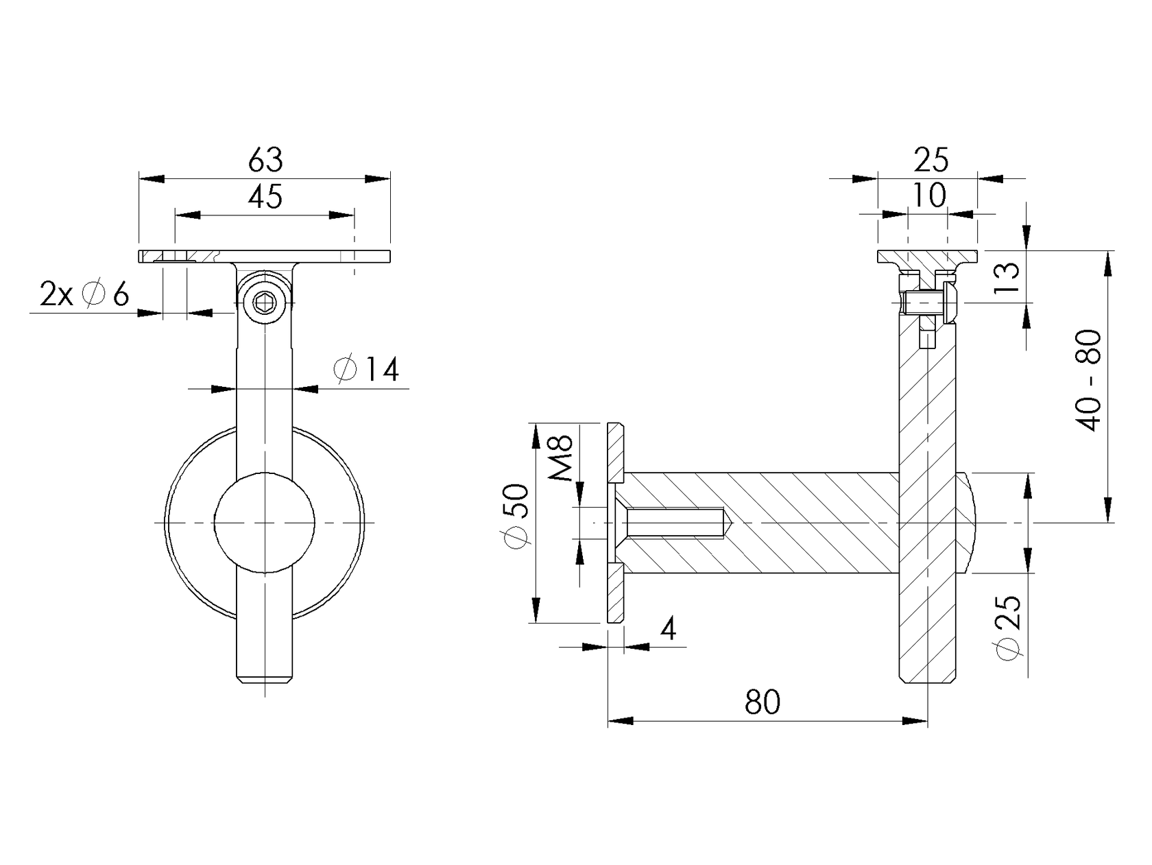 Držiak madla na stenu mimoosový