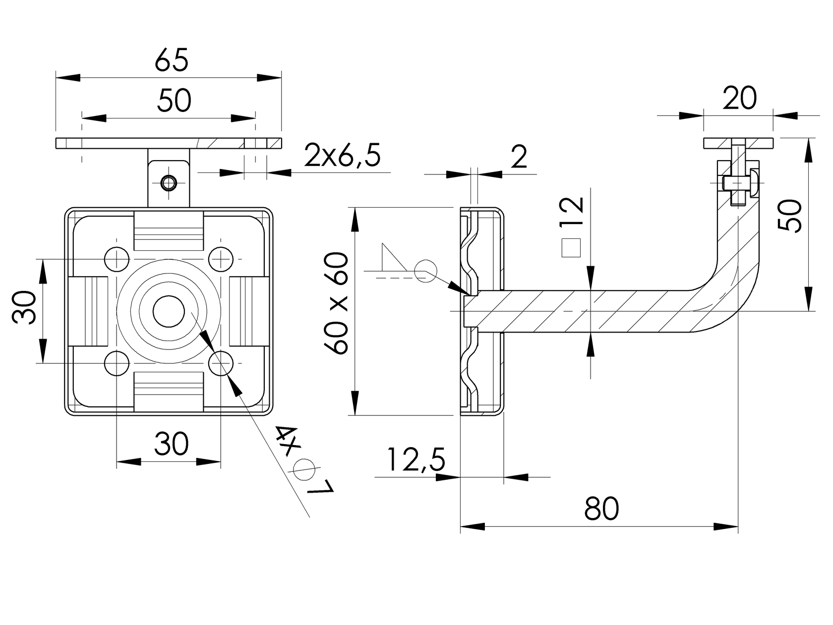 Držiak madla na stenu