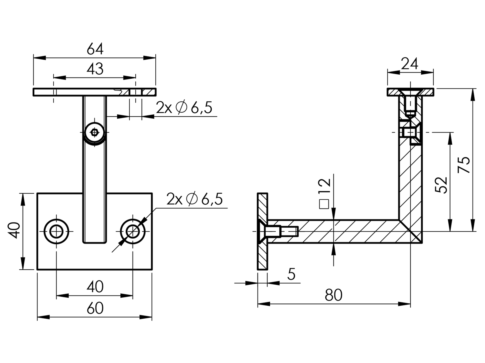 Držiak madla na stenu-nastaviteľný