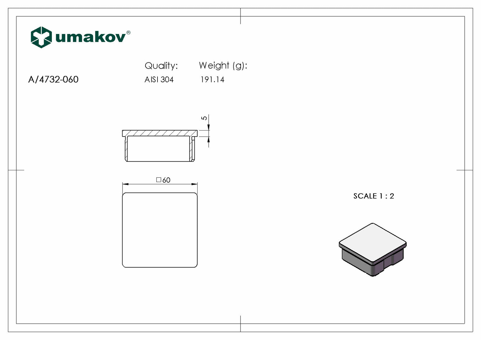 Záslepka madla pre nerezové zábradlie