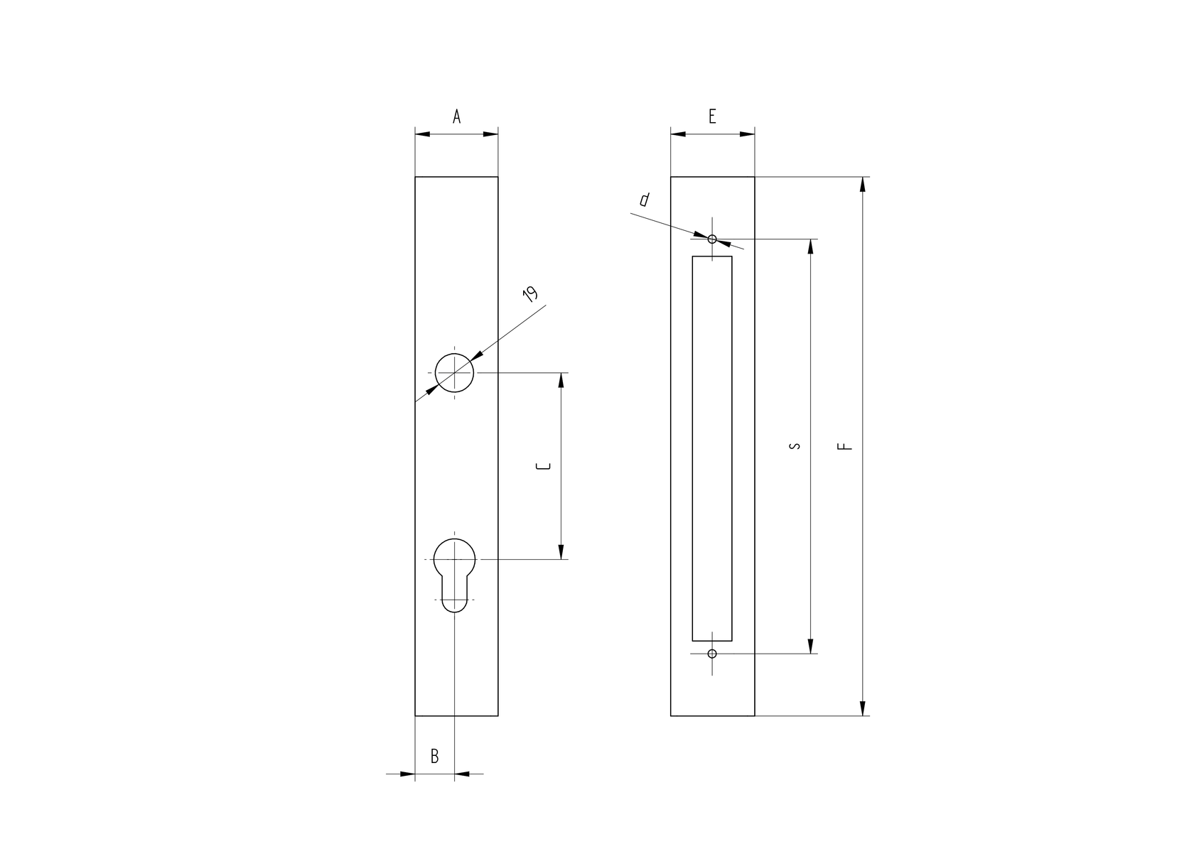 Zámková krabica k zámku B1/30-20x85, JP40x40, INOX