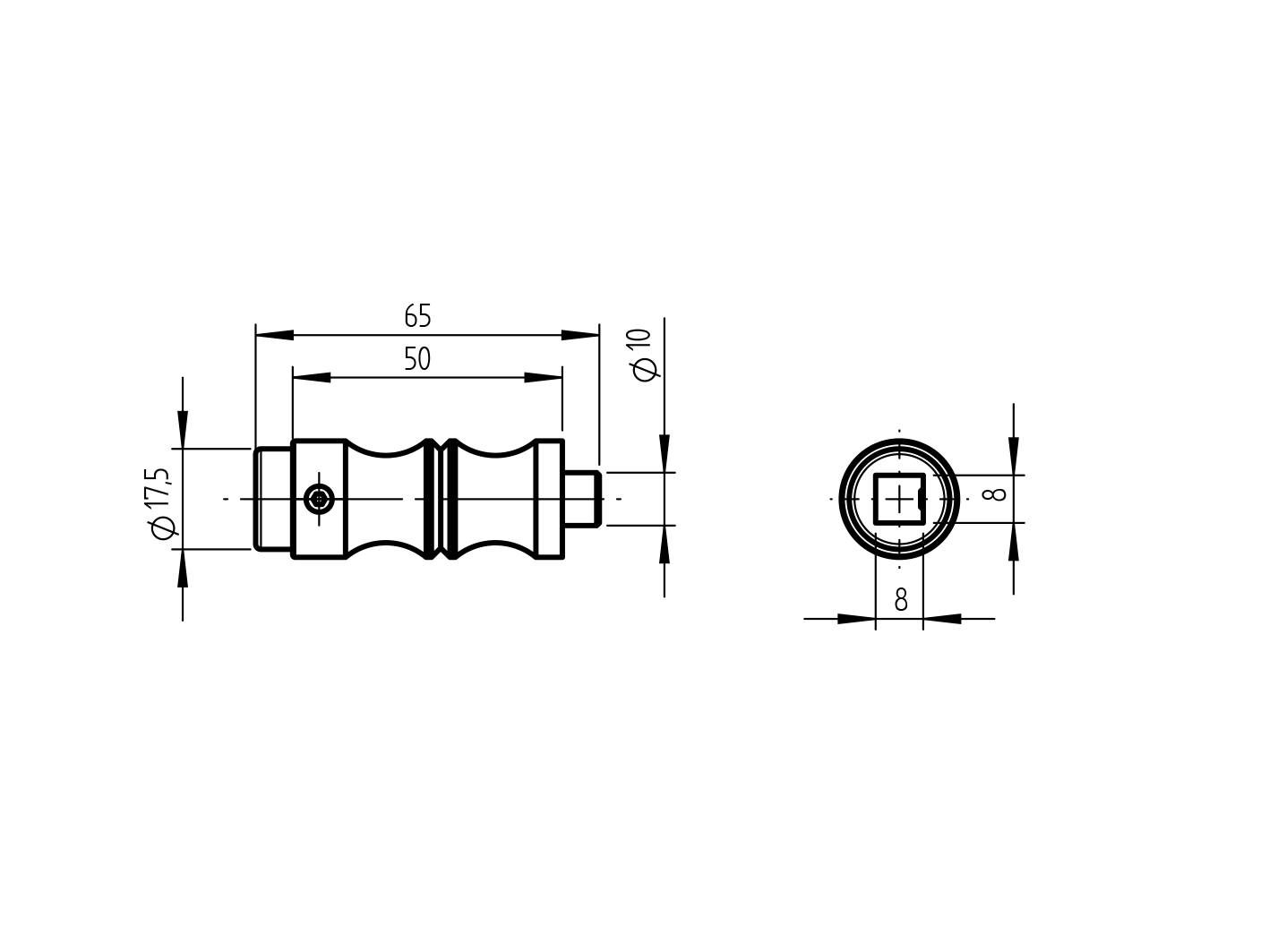 Čap na kľučku so závitom D22/17/7,5 , L67mm