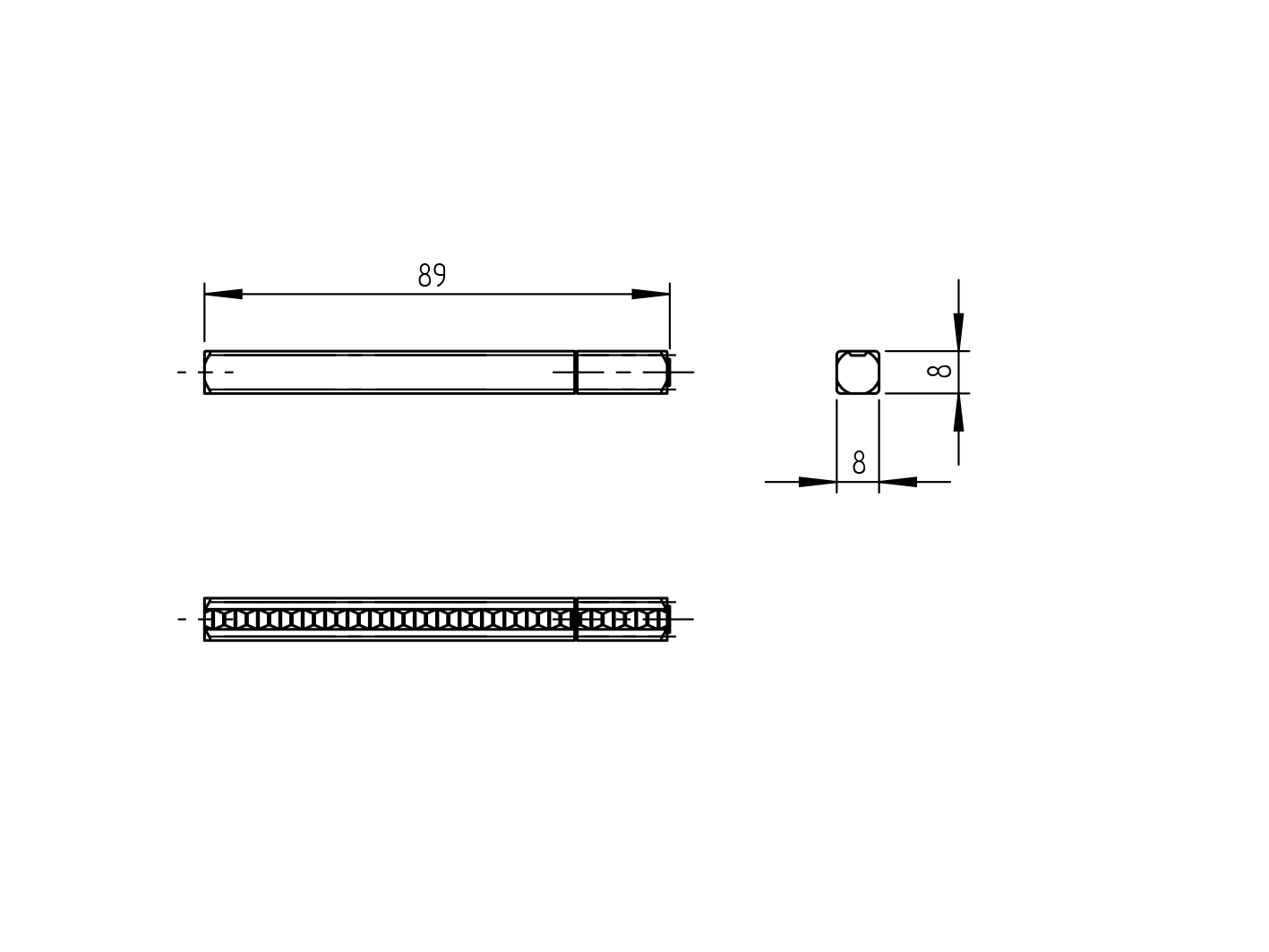 Štvorhran ku kľučke s guľou 8x8x87mm