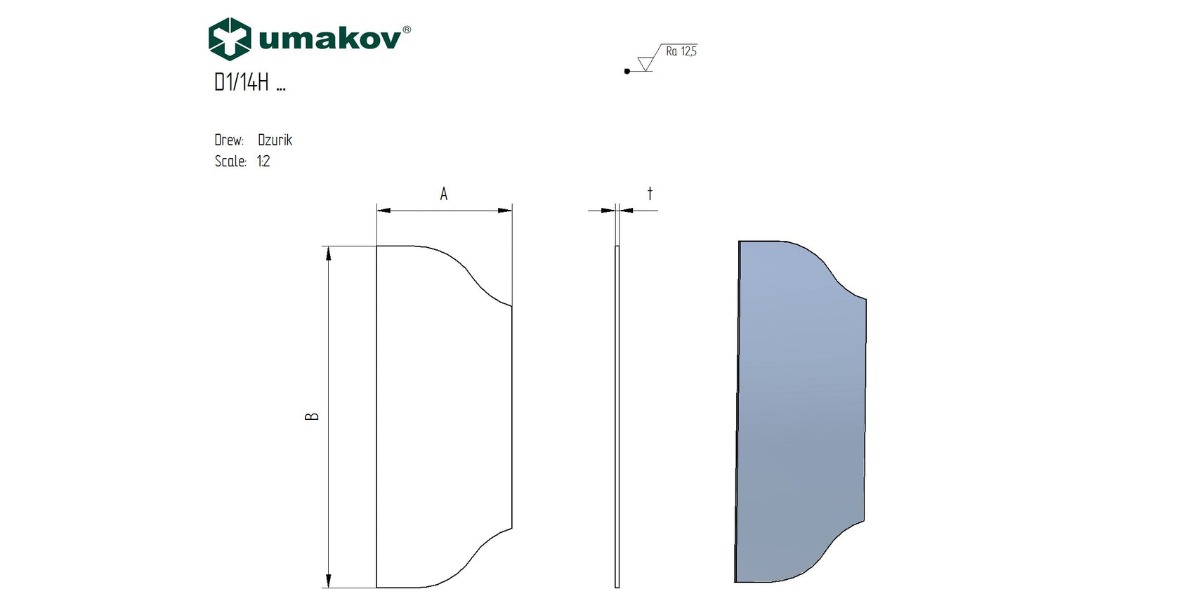 Štítok bránový hladký bez otvorov 265x105, t2mm