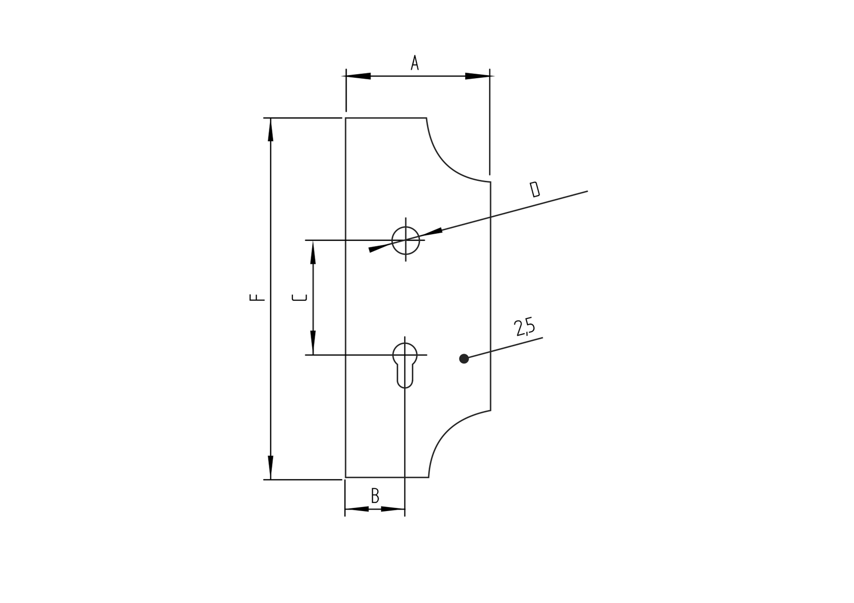 Štítok bránový zdobený - pravý 285x112, t2,5 d20mm