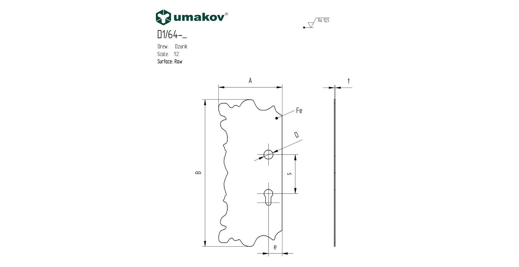 Štítok bránový zdobený Ľ 315x135, t2, a85, d20mm