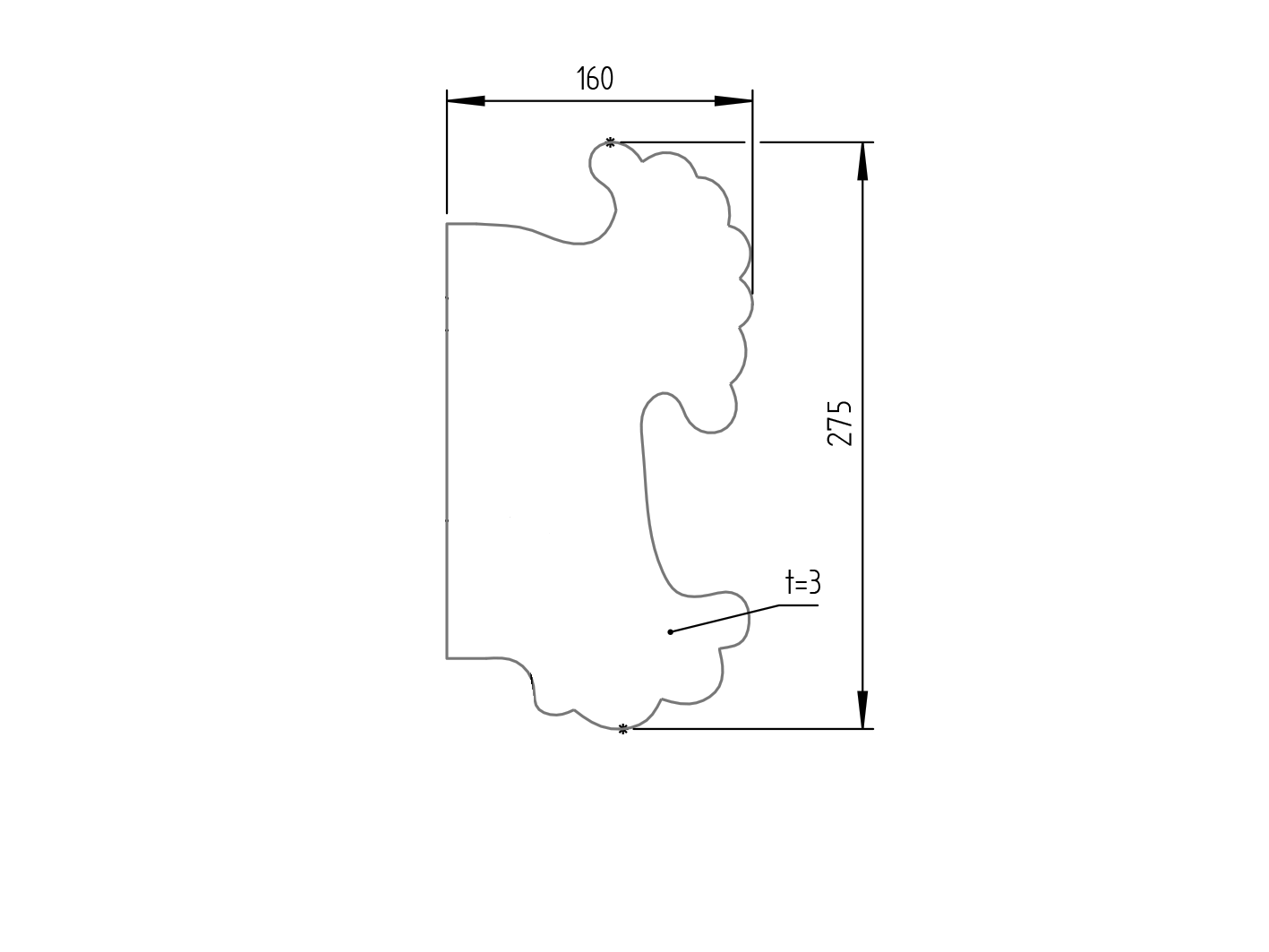 Štítok bránový zdobený bez otvorov P 275x160, t3mm