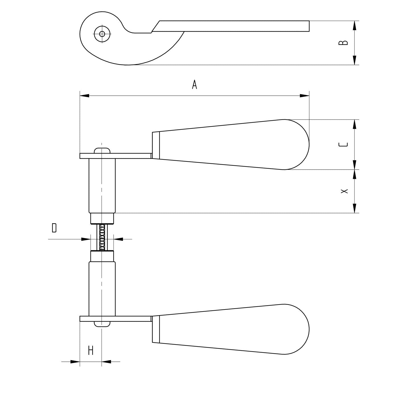Kľučka pravá L142, D19mm, Zn