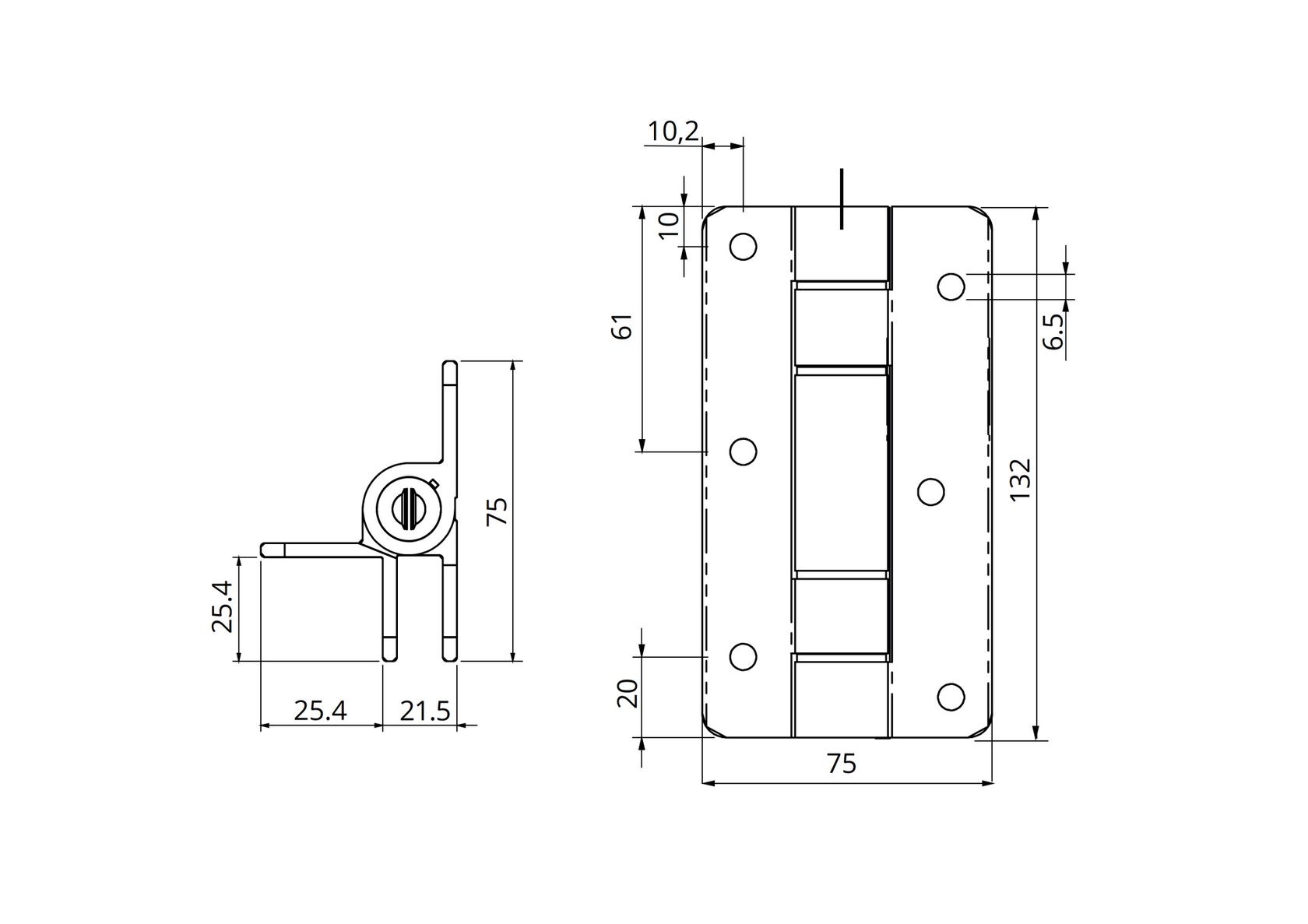 Záves pružinový jednostranný, Aluminium, montáž na stenu