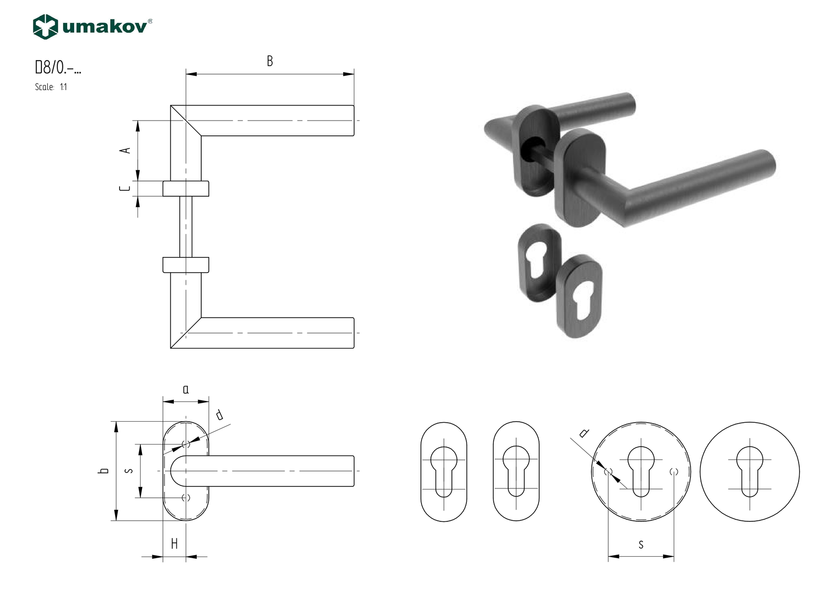Kľučka so štítkom - pár, AISI 304, K320