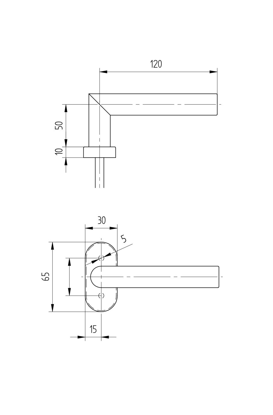Kľučka so štítkom - AISI 304, K320 okno