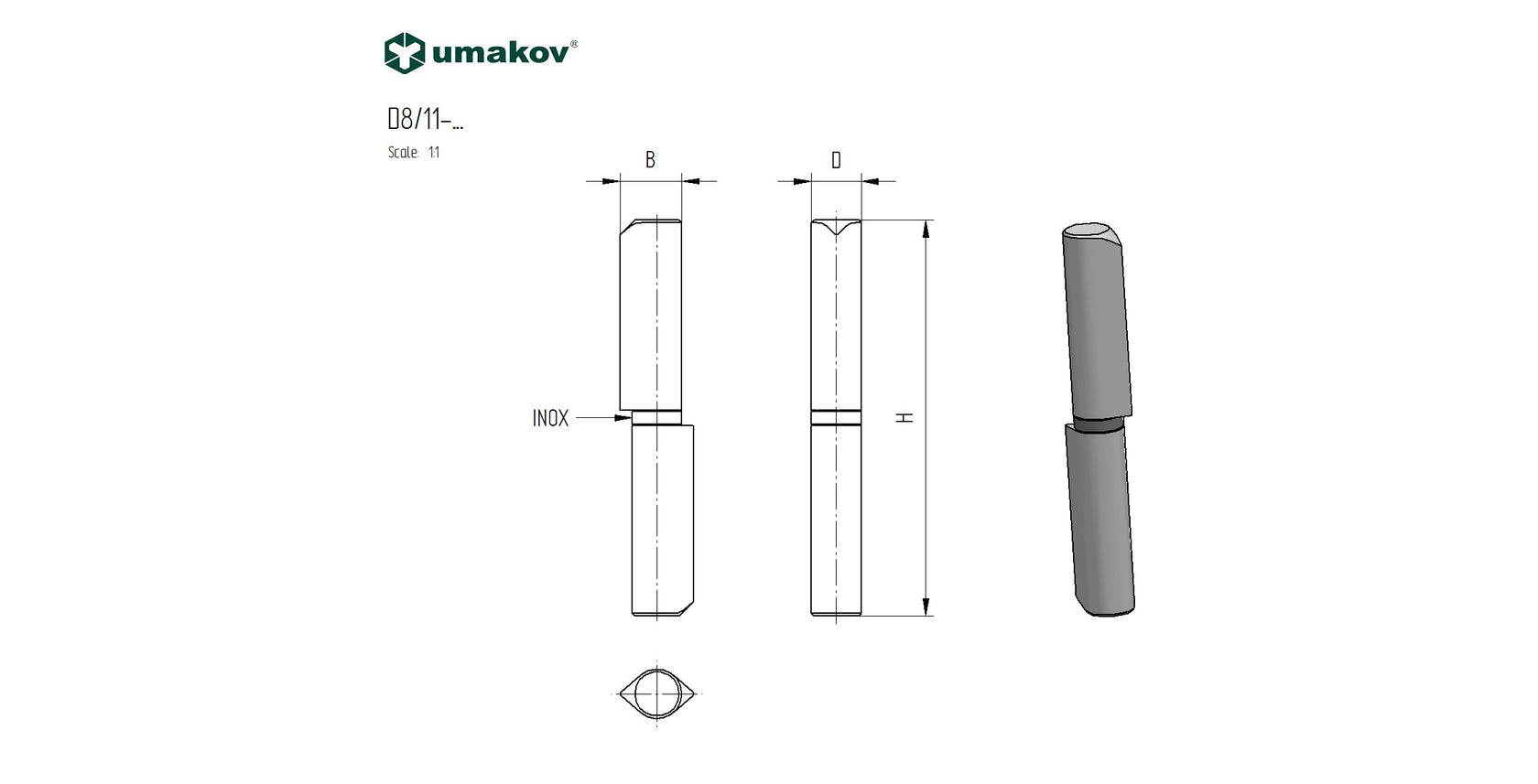 INOX záves navariteľný D10, L60mm