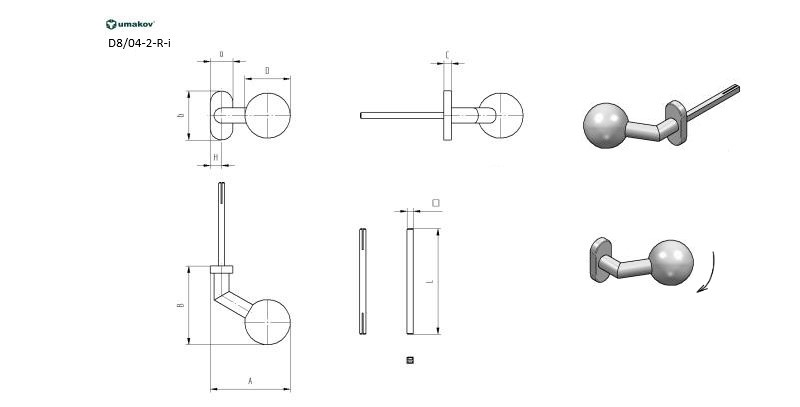 Kľučka - guľa pevná- pár AISI 304, K320, pravá