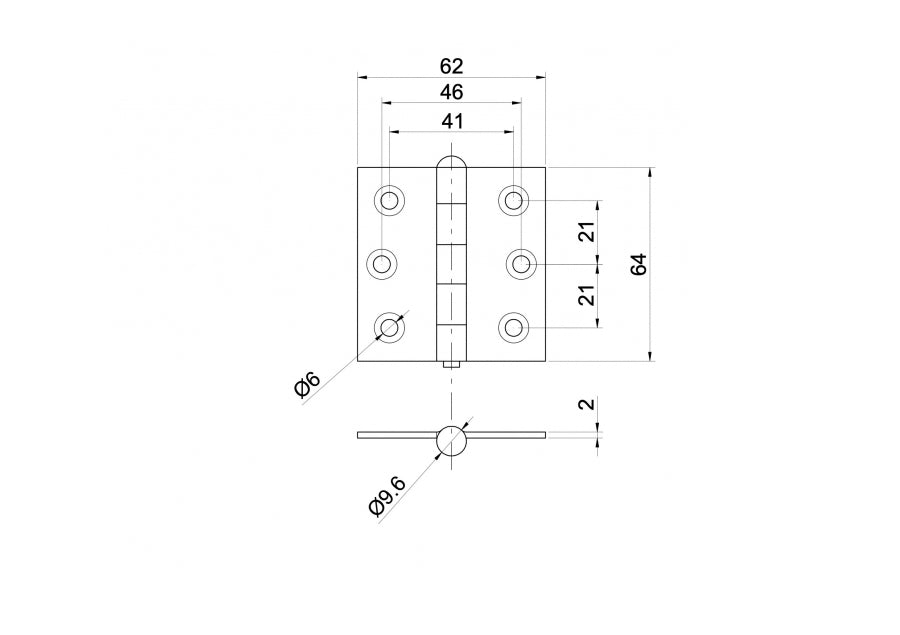 Nerezový záves na brány, AISI304, L=64mm