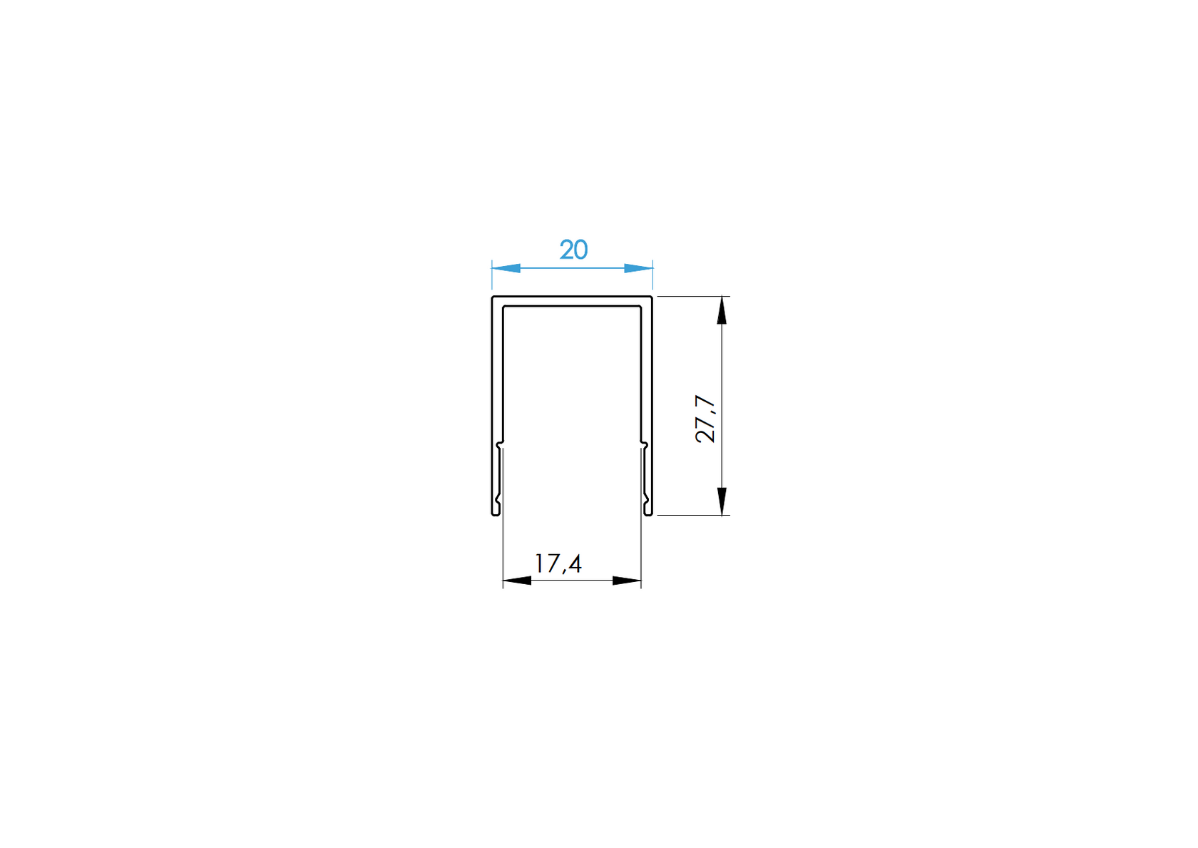 Hliníková oddeľovacia lišta výplne FG/F20 - 100mm R7016