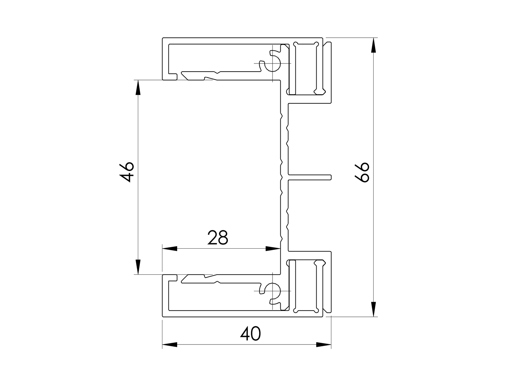 Hliníkový adaptér 66x40-1500mm pre žalúzie do 46mm R7016