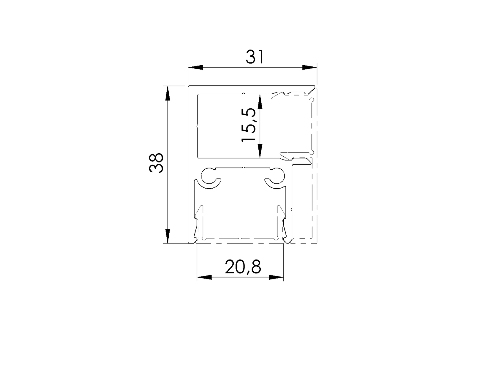 Hliníkový plotový adaptér pre výplne 20 - 6000mm