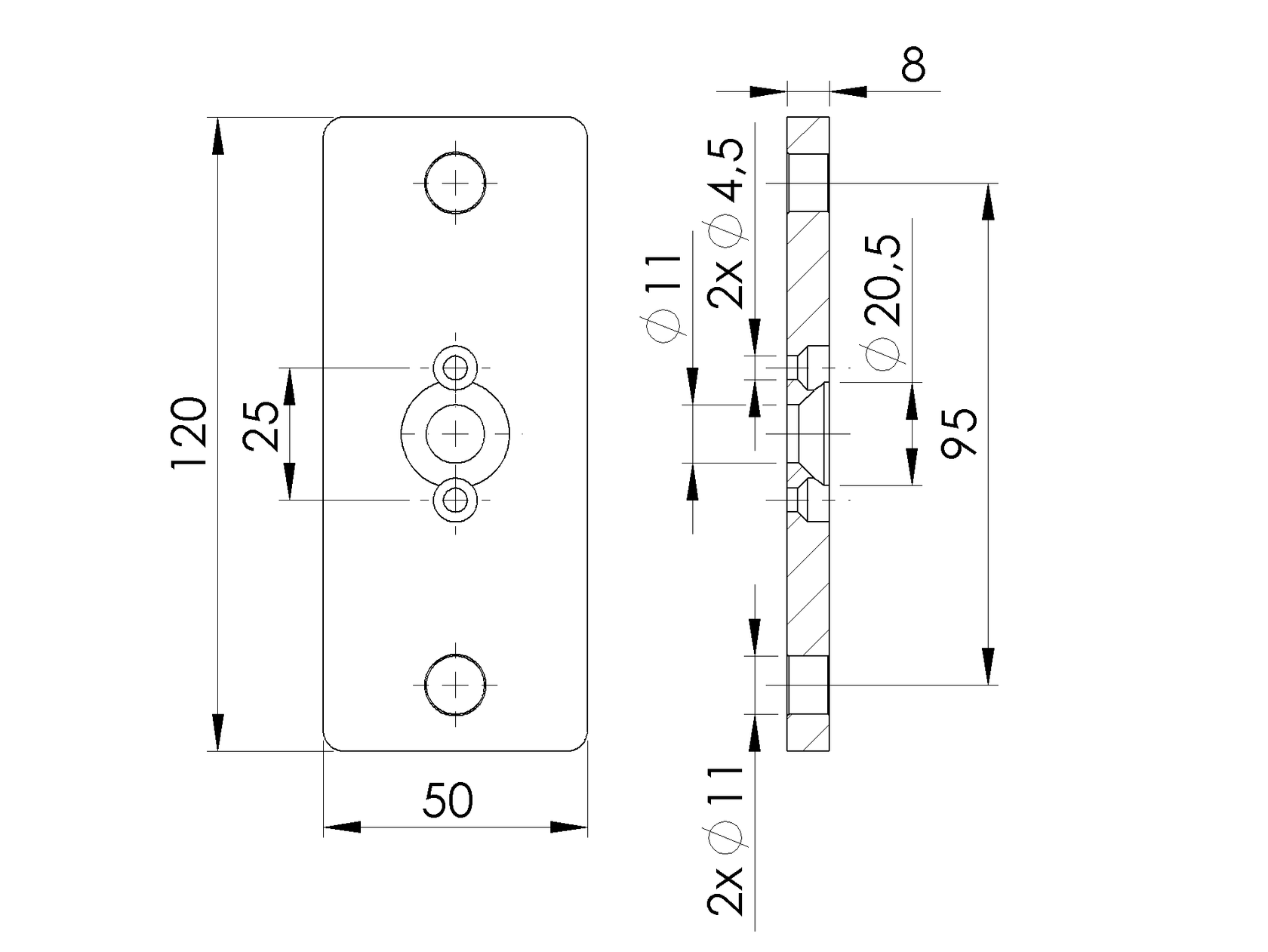 Nerezová kotviaca platňa pre stĺpik 50x60 R7016