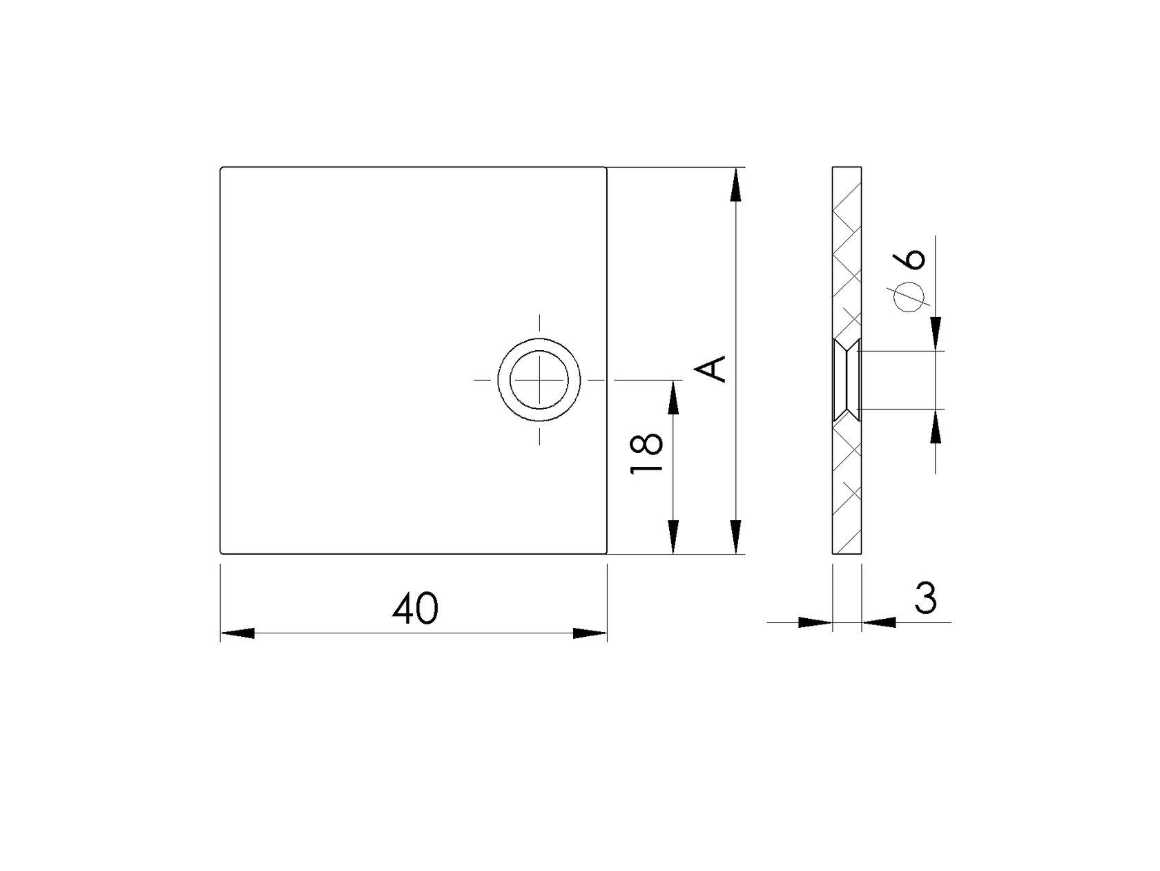 Hliníková krytka adaptéra pre 18mm laty 40x38 R7016