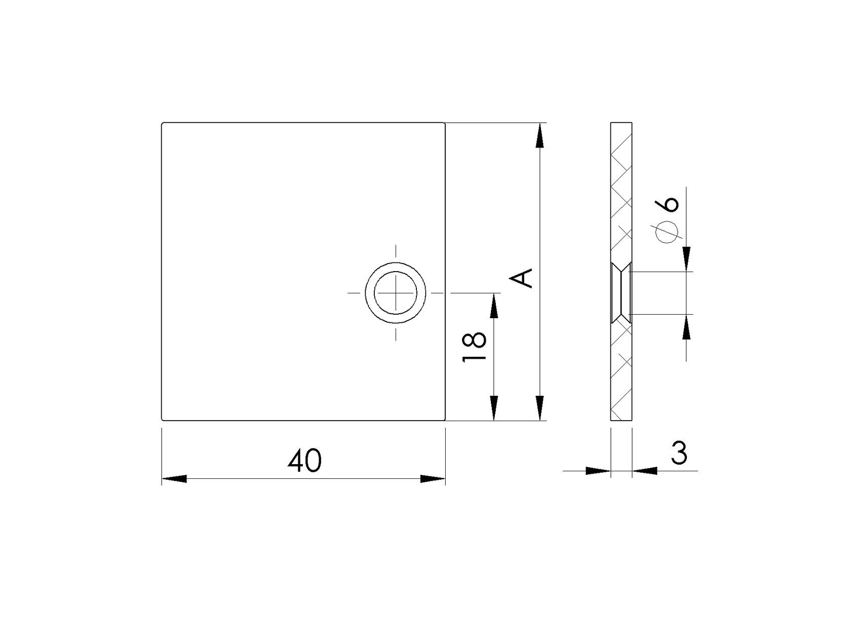 Hliníková krytka adaptéra pre 20mm laty 40x40 R7016