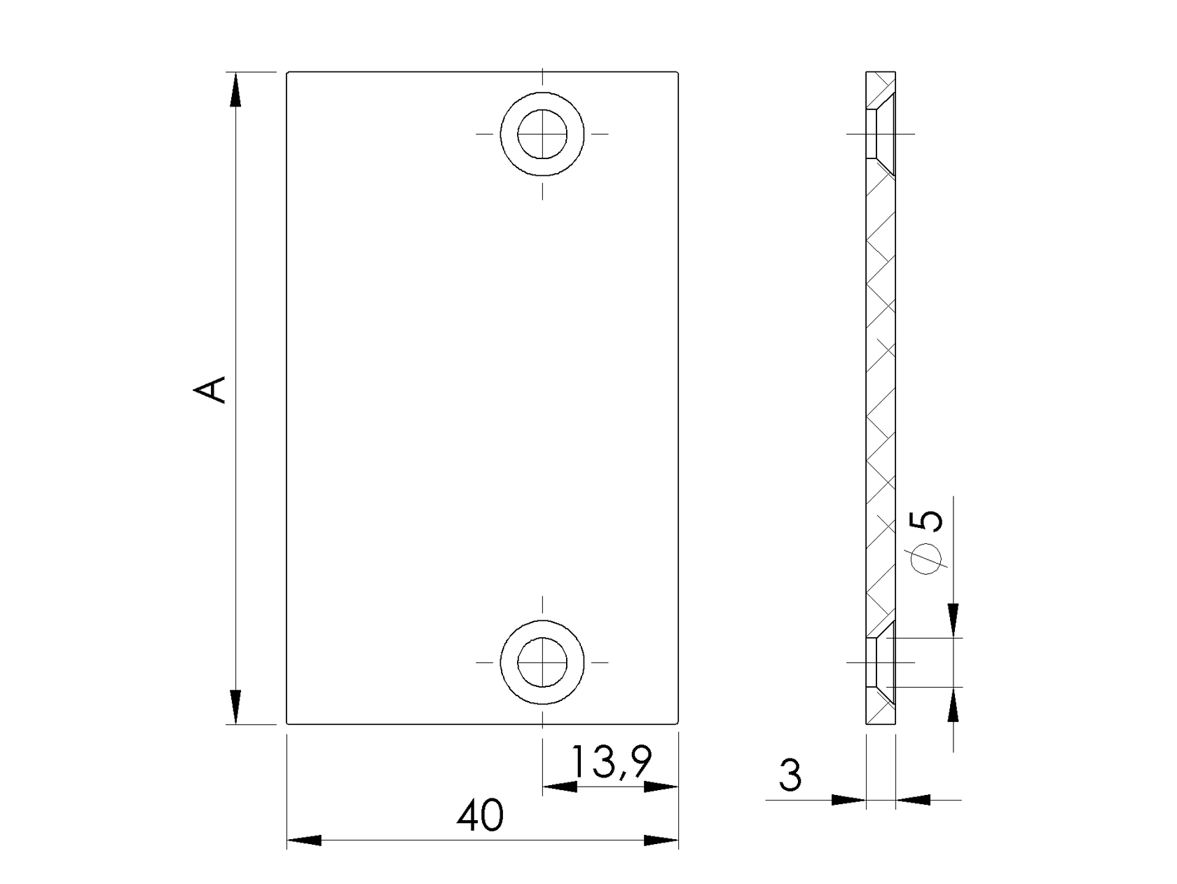 Hliníková krytka adaptéra pre žalúzie 66x40 R7016