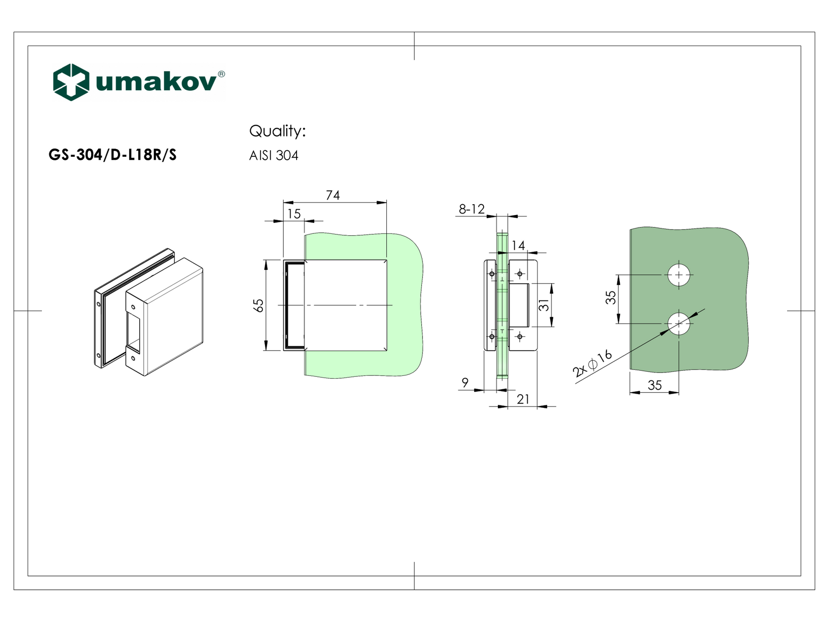 Hranatý protikus k zámku GS-304/D-206/S
