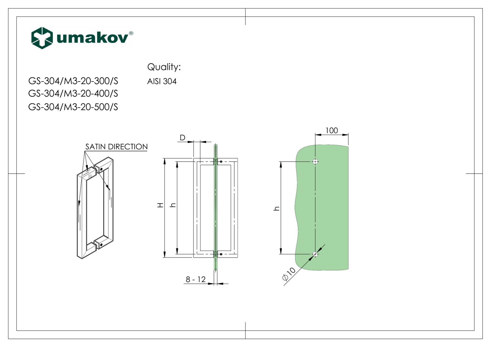 Madlo - brusený nerez AISI304, BLACK