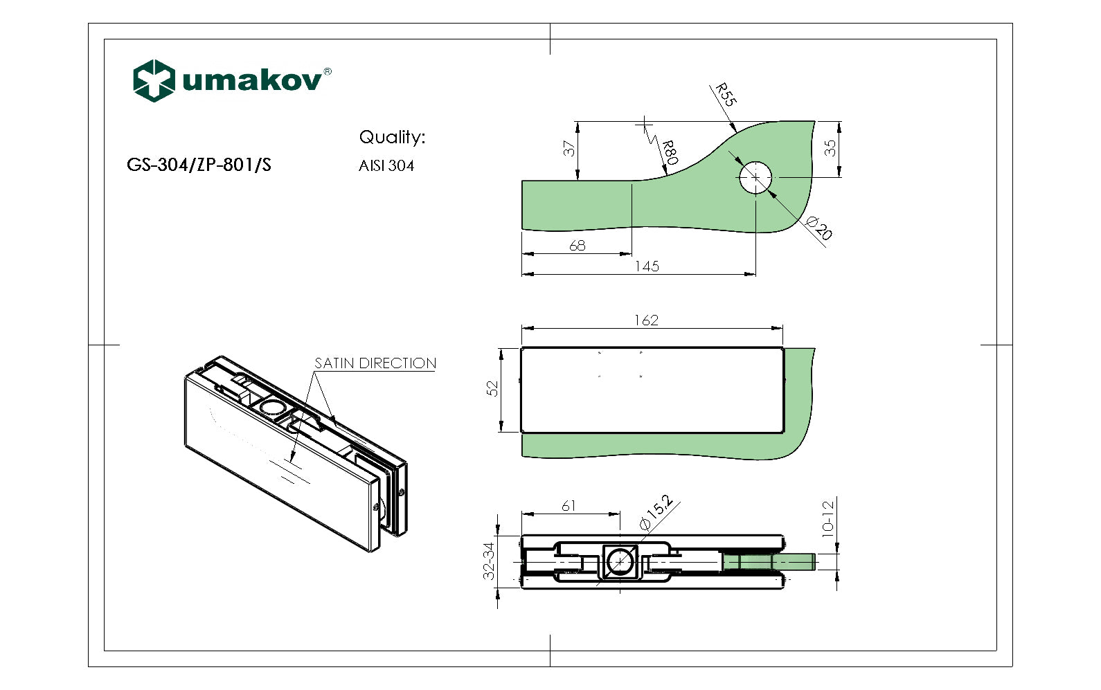 Vrchný pánt AISI 304
