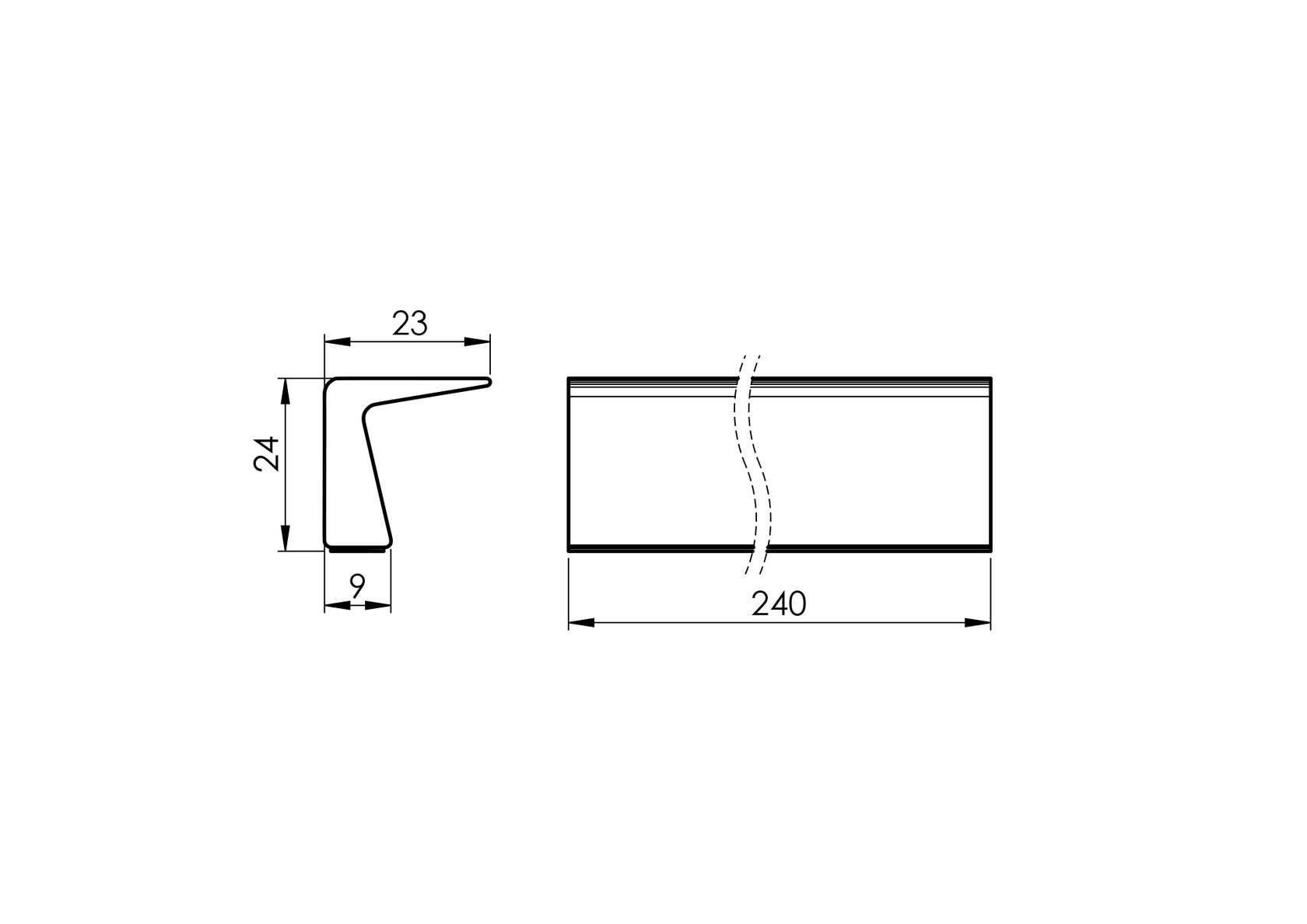 Madlo - samolepiace al L240mm 24x24mm