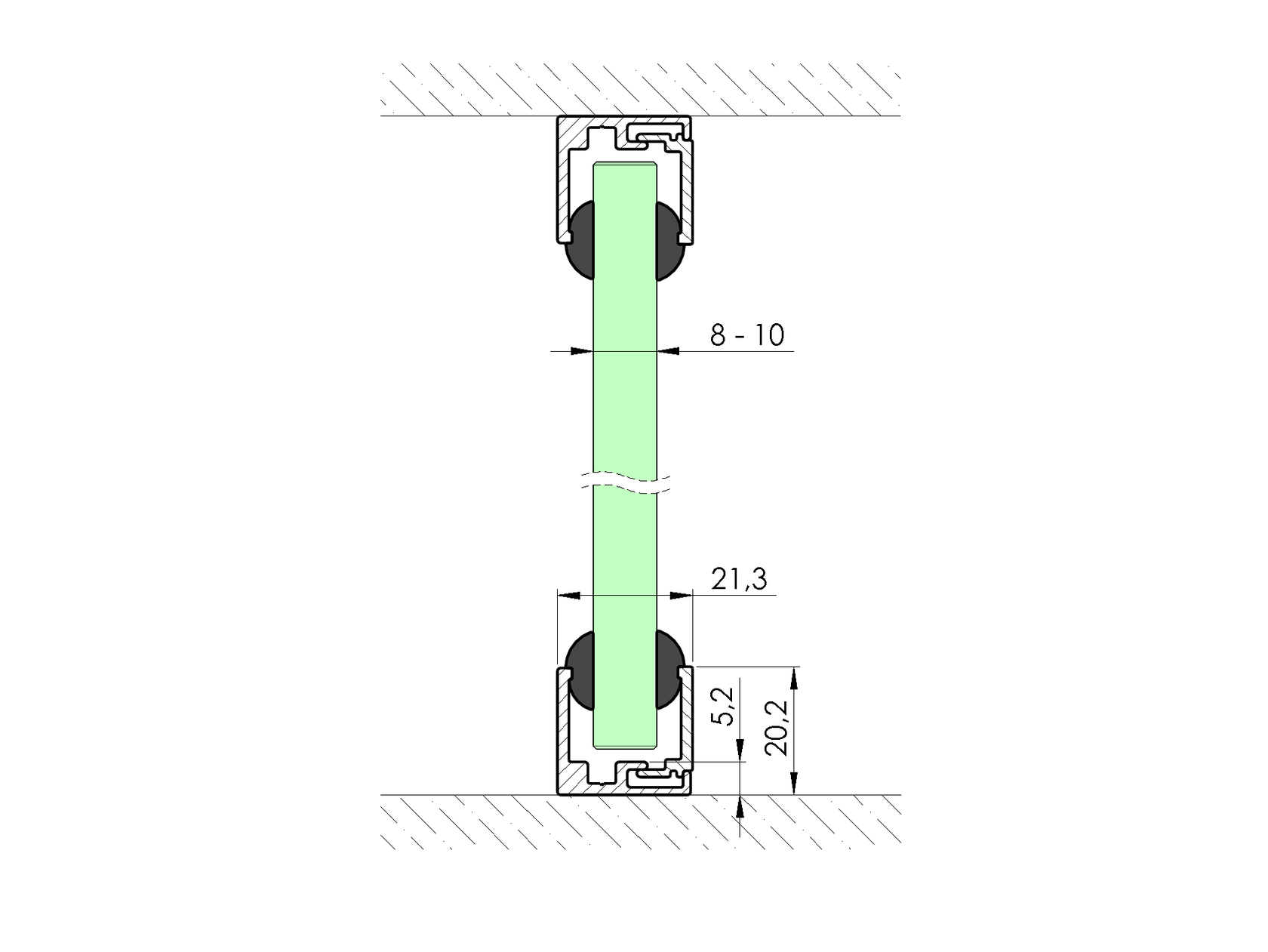 Zasklenie pevné - profil U skladaný 20x21mm