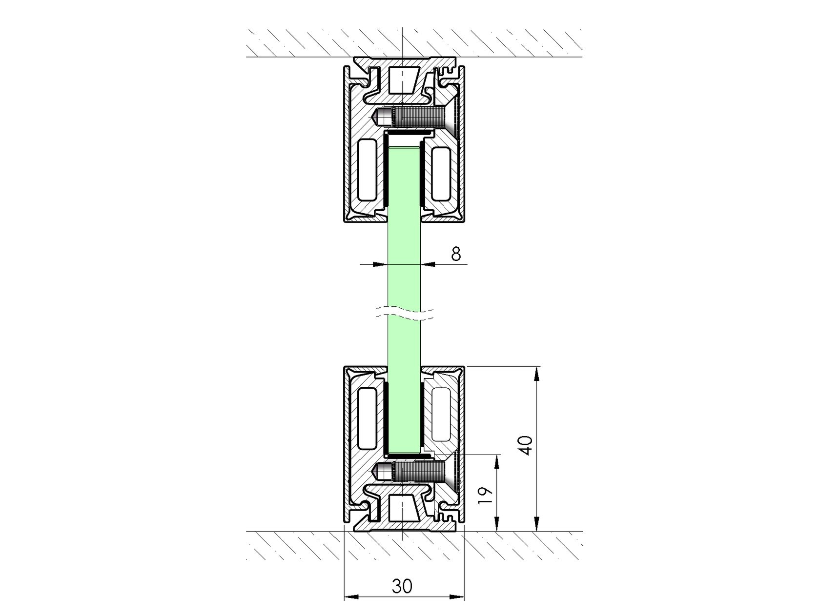 Svorkový al profil-3m s krycou lištou ECO